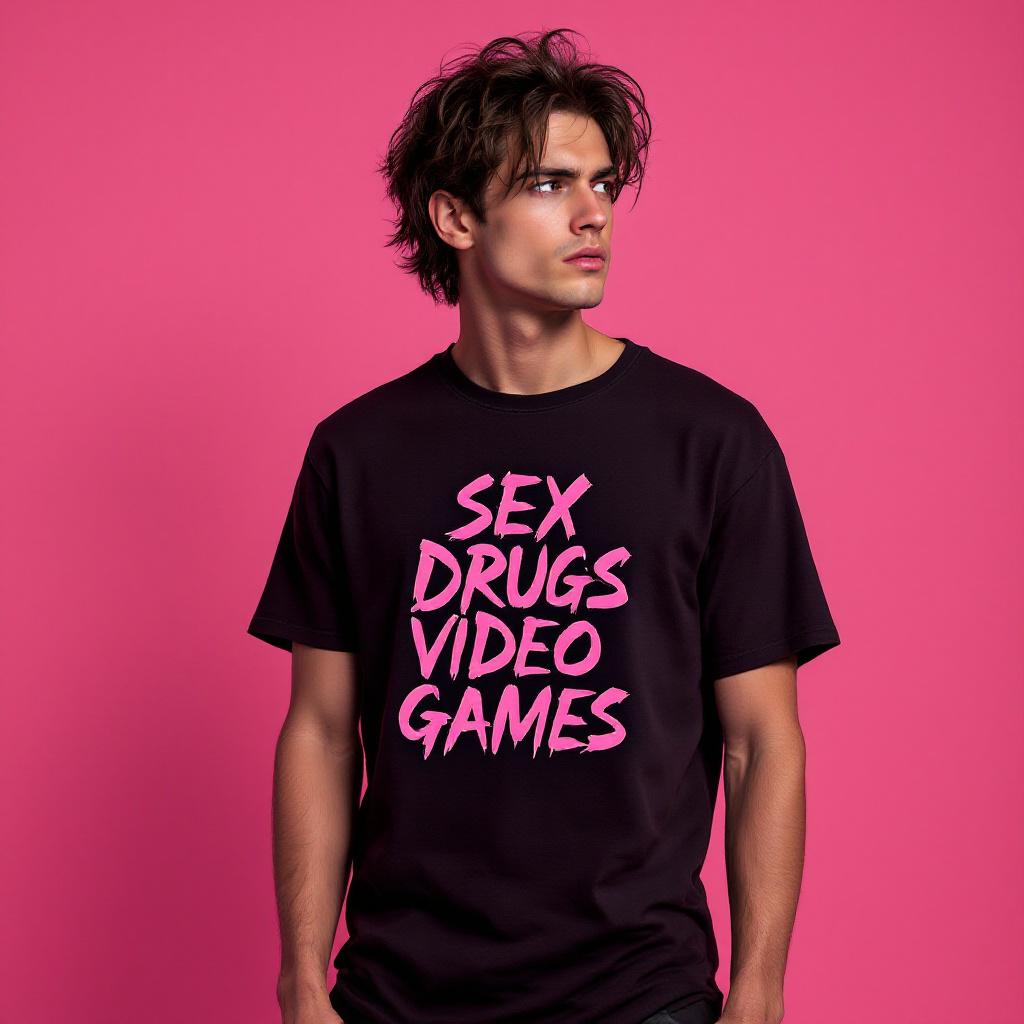 T-shirt Sex Drugs Video Games Neon - Collection Gaming Rétro |  - Tee-shirt gaming otaku