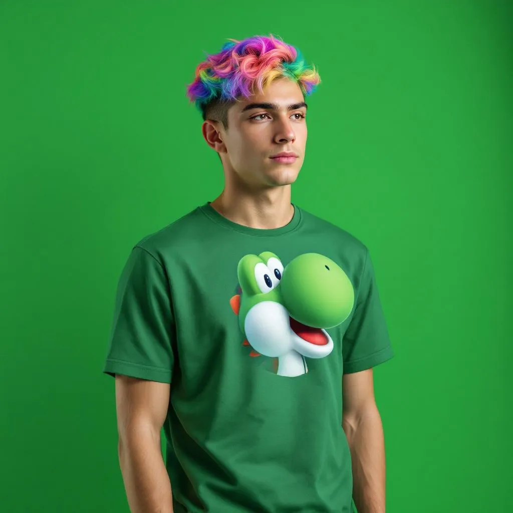T-shirt Yoshi Headshot - Collection Gaming Exclusive |  - Tee-shirt headshot otaku de qualité